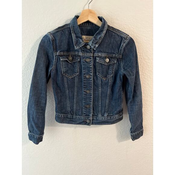 AllSaints Yori Denim Jacket Women’s Size 4 EUC Classic Blue Jean Jacket cropped - Picture 2 of 6